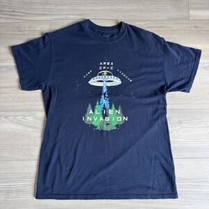 Alien Invasion Flying Saucer Abduction T-Shirt Invasion Area CF-C Camp Lanoche M